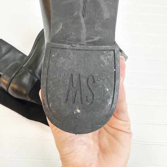 Stuart Weitzman 5050 Knee High Boots Black Leather Pull On Lug Sole Size 7.5 - Picture 12 of 14